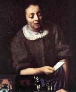 VERMEER VAN DELFT, Jan Lady with Her Maidservant Holding a Letter (detail)er France oil painting artist
